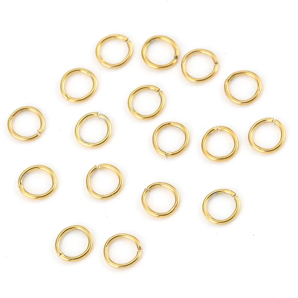 100pcs 4/6/8/10mm Gold-Plate Stainless Steel Jump Rings Open Split Ring Connectors for Jewelry Making Supplies Finding Wholasale