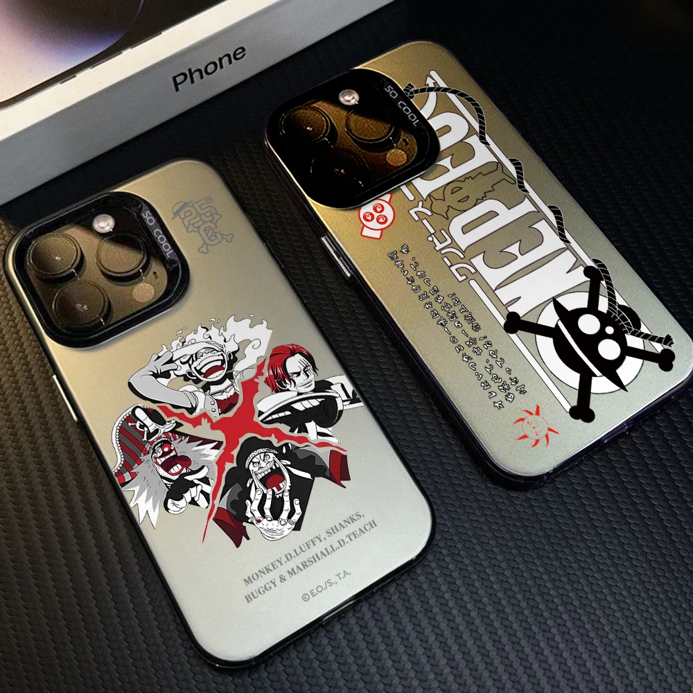 Funny O-One Pieces Logo Phone Case for iPhone 18 17 Air 16 16e 15 14 Plus 13 12 Mini 11 Pro Max X XsMAX Colorful Silver Cover