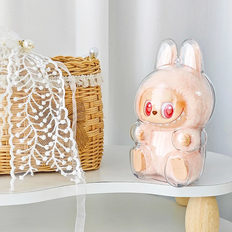 For Labubu Transparent Protective Cover Monster Labubu V1 V3 V2 Sit Party Transparent Protective Monster Toy Storage Case