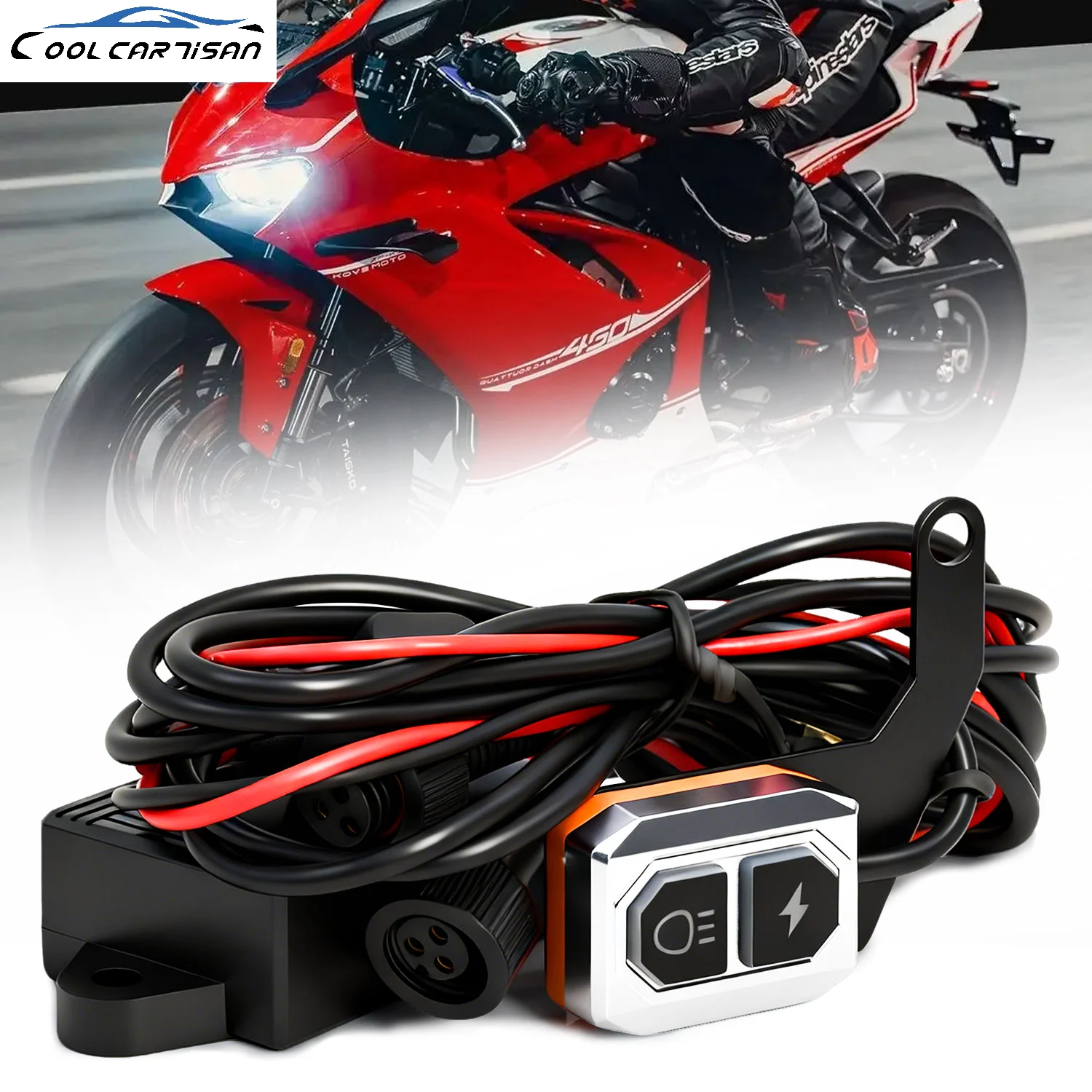 Motorcycle Spotlights Switch Kit 16AWG Heavy Duty  Fog Light on/Off Wiring Harness for Car Boat Truck 120W Cable Accessories