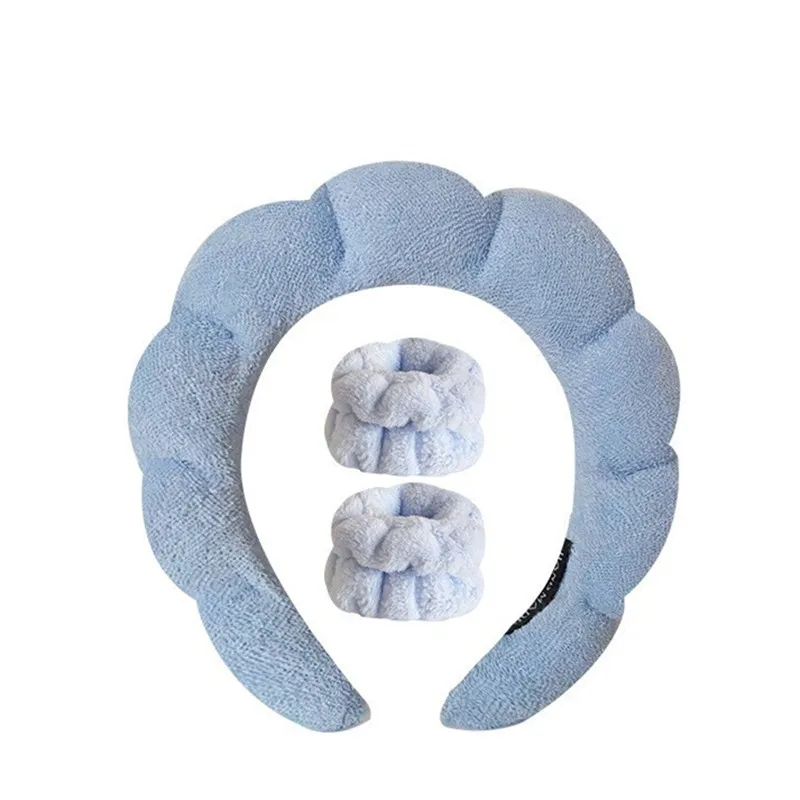 Chic Fried Dough Twists Schwamm Hohe Krone Stirnband Handtuch Flauschige Haarreifen Armband Damen Gesichtswäsche Haarspangen Zubehör Set – Detail 12