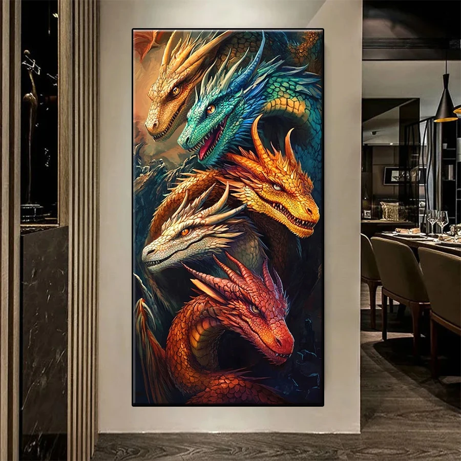

Diamond Painting New Five Dragon Retro Art Cross Stitch Diamond Mosaic Picture Embroidery crystal Beaded Handicraft