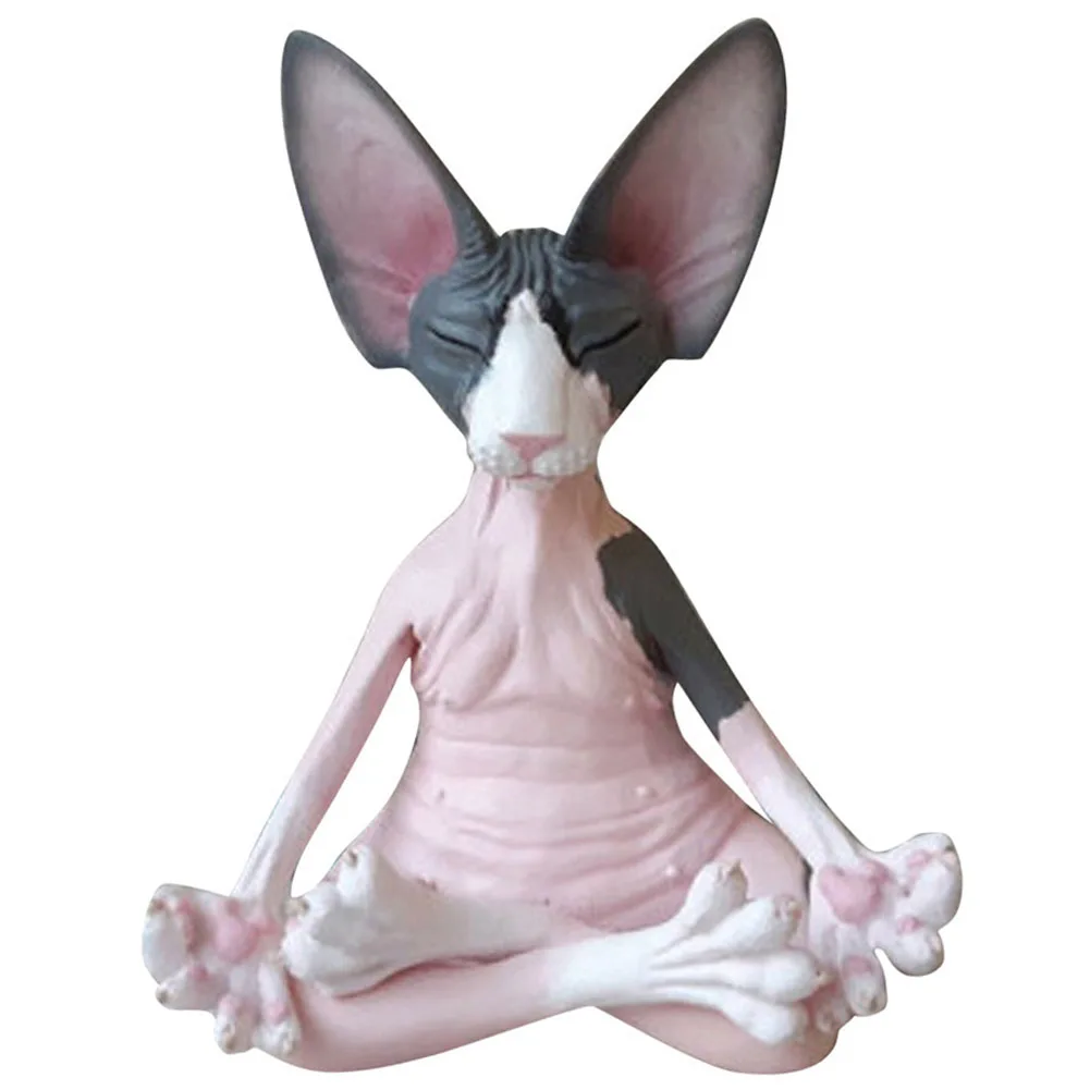 1 Pcs Meditation Yoga Happy Cat Whimsical Buddha Sphinx Cat Figurine Art Deco Sculpture Outdoor Garden Statue Figurine