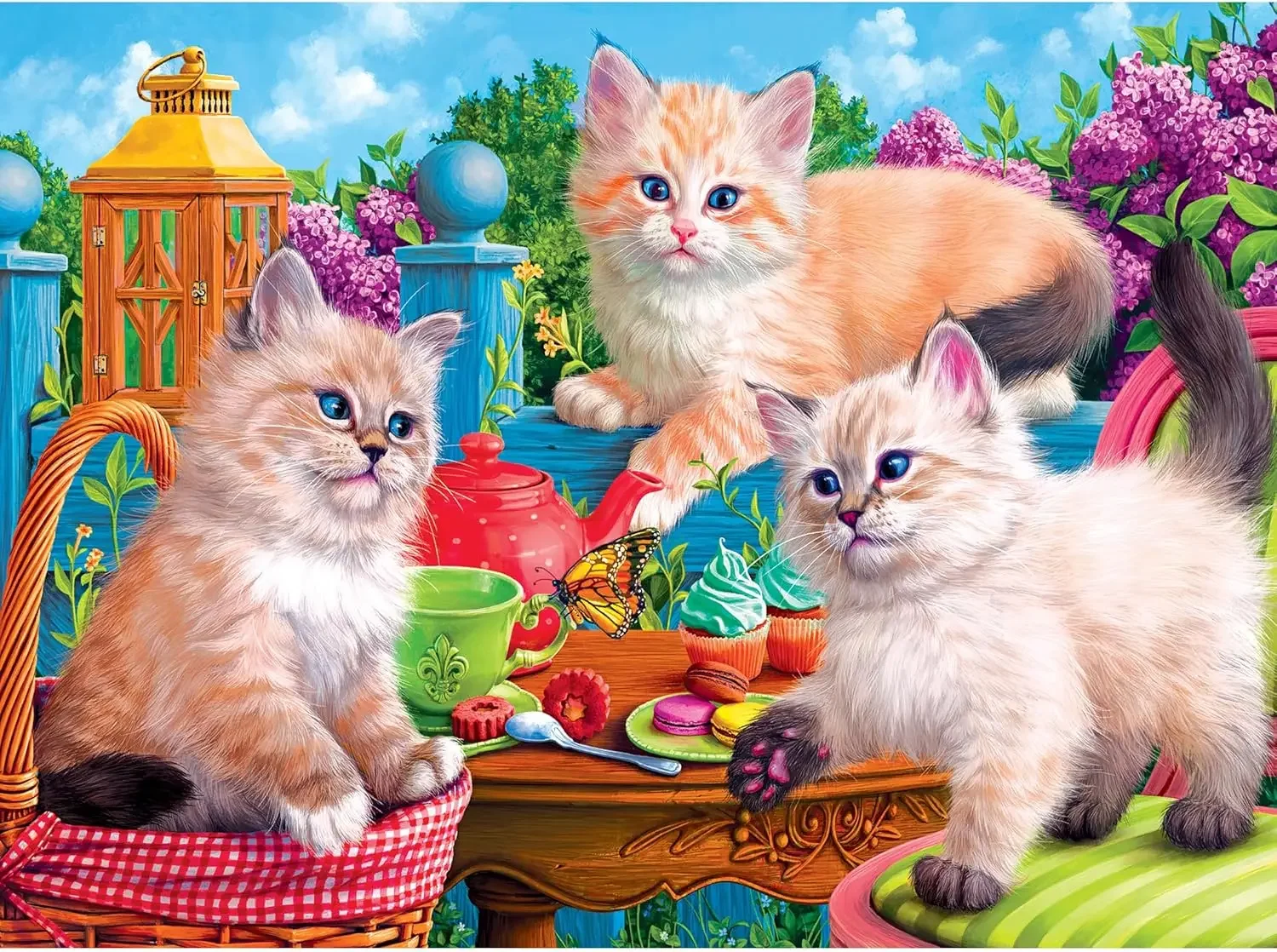 

1314/1000/520 Pcs Puzzles for Kitten Tea Party Jigsaw Puzzles for Gameroom Bedroom Livingroom Challenging Family Activity Games