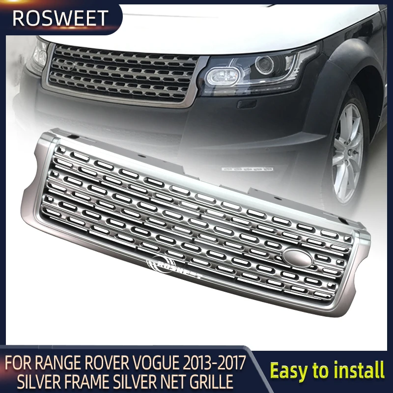 

Silver Frame Silver Net Grille For Land Rover Range Rover Vogue 2013-2017 L405 Car Center Panel Styling Racing Grills