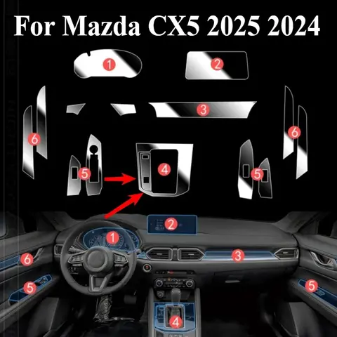 For Mazda CX5 2025 2024 Car Accessories interior film transparent TPU Gear Panel GPS Center Console Anti-scratch PPF Protection