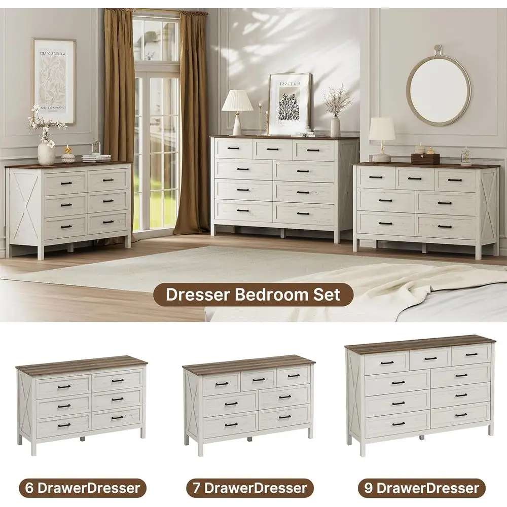 armhouse 9 Der Drer or Bedroom, 55 Inch Wide Wood Rustic Chest o Ders with X-Marking & Bar Handle, Large Storage Drers Organizer view 4