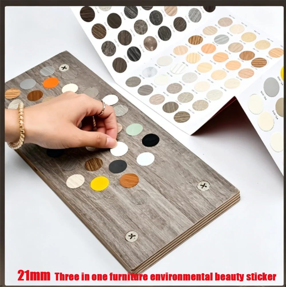 54Pcs Dia 21mm Wooden Furniture Self Adhesive Screw Cap Cover Hole Stickers Wood Craft Desk Cabinet Drawer Art Sticker Ornament