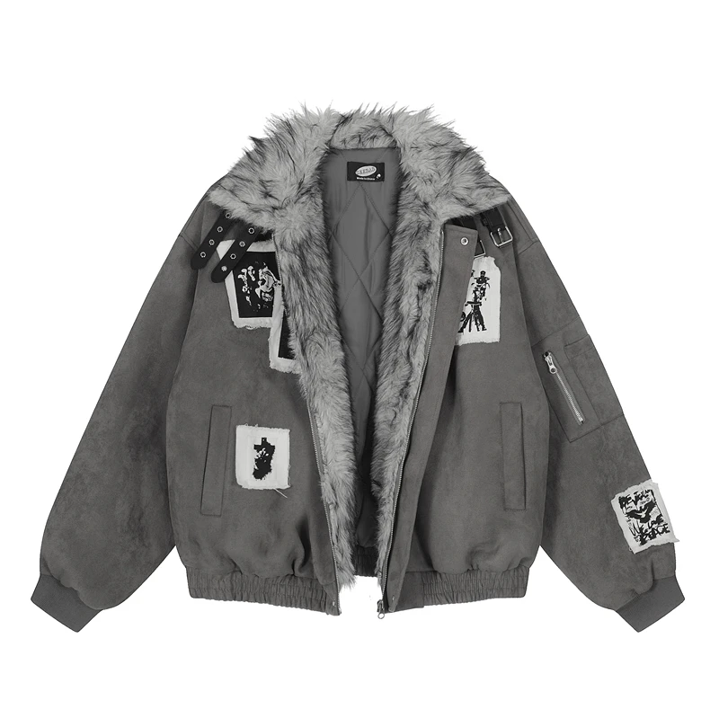 

GXFortune Mountain Eagle Embroidered Cotton Jaet Men's Women's Vintage Gothic Sle Coat Warmth Collar Long Sve Hoodie