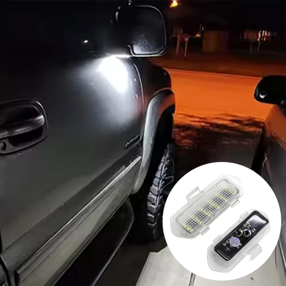 2pcs For Escalade Silverado Suburban Sierra Tahoe 2003-2006 White LED Under Side Rearview Mirror Puddle Lights Courtesy Lamp