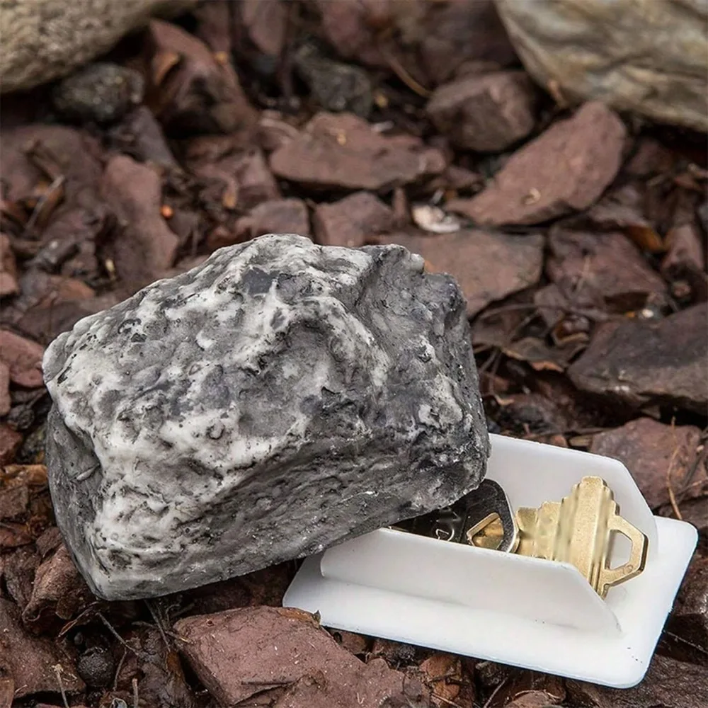 Plastic Fake Stone Key Box Ink color 8.3 x 5.7 x 4.5cm Simulated Rock Key Box Garden Stone Key Holder Outside Wall Mount