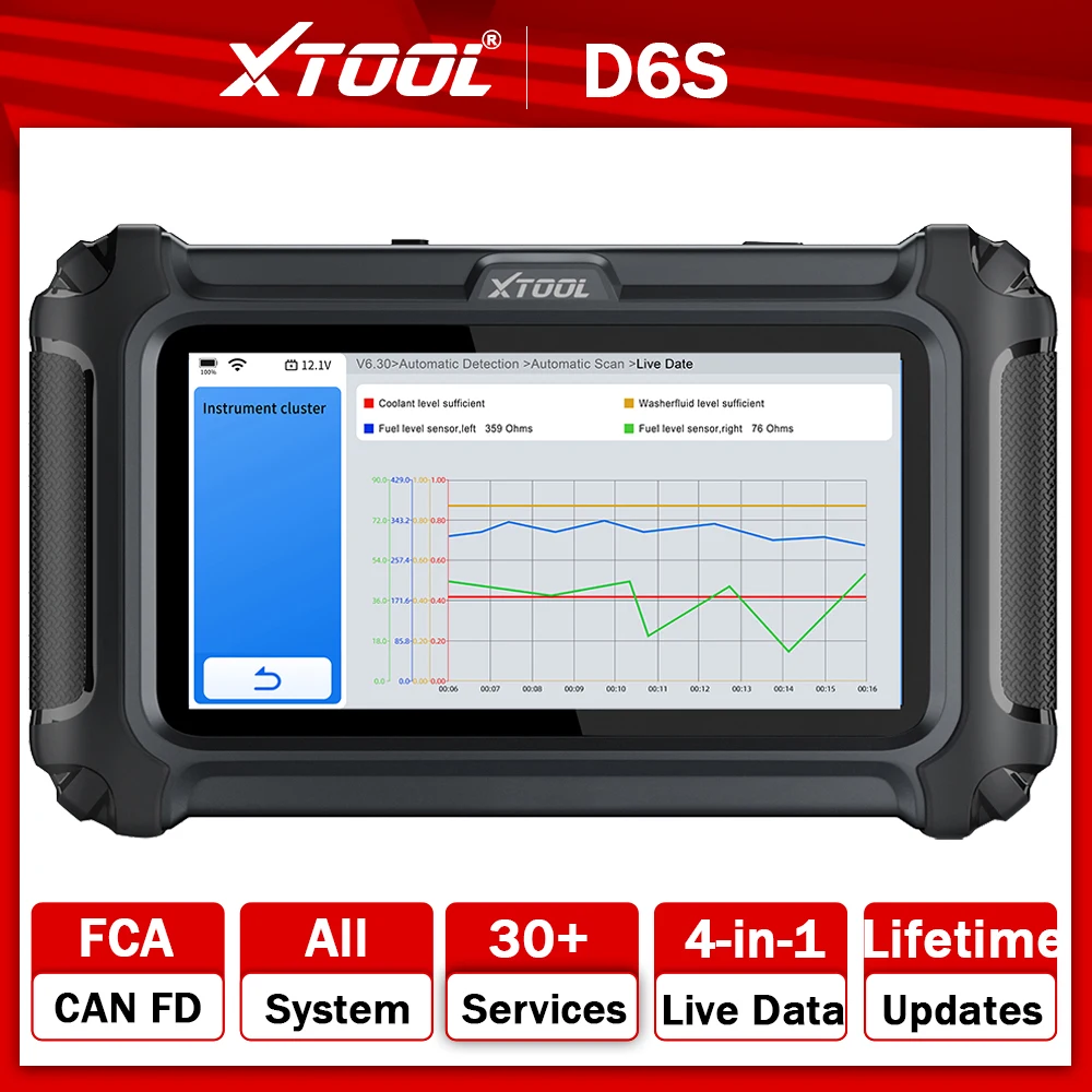 XTOOL D6S Car Diagnostic Tool All System Diagnostic OBD2 Scanner Live Data Graphing 30+ Resets CAN FD FCA Lifetime Free Updates