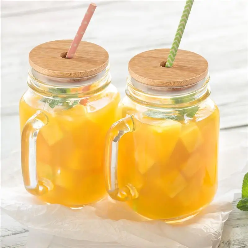 Mason Jar Lids Straw Lid With Glass Hole Can Mouth Wide Wooden Beer Bottle Canning Bamboo For Caps Cup Covers Sealing Cover And