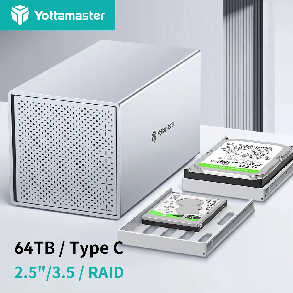 

[PS400] Yottamaster 4-х отсеков RAID-корпус, алюминиевый, 4 слота, 2,5 дюйма, 3,5 дюйма, USB3.0, RAID-корпус для внешнего жесткого диска, поддержка SATA3.0, 64 ТБ