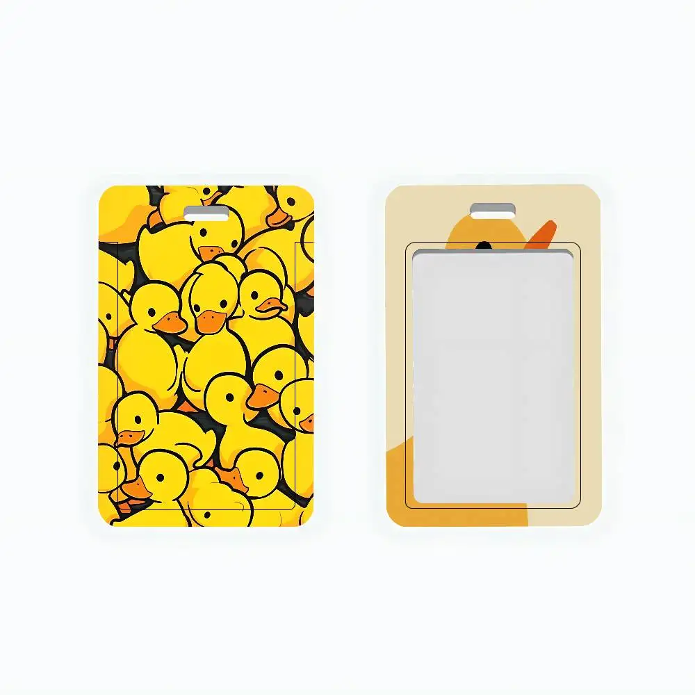 Cute Little Yellow Duck ID Card Holder Cute PVC Badge Holder Cartoon Card Cover Student ID Bus Card Case With Clear Window