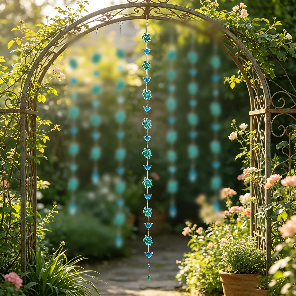 Elegant 10ft Rain Chain With Artisanal Cups Adjustable Gutter Downspout Replacement For Outdoor Garden Patio Yard Decor Drainage
