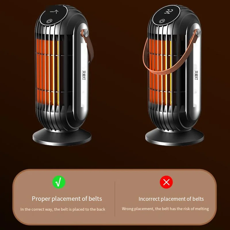 2000W Remote Control Intelligent Desktop Space Heater PTC Ceramic Fast Heating with 4 Heat Settings for Home Office Bedroom