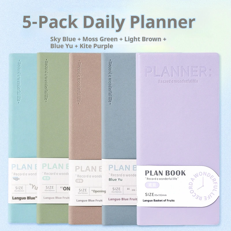 Undated Daily Week Planner Notebook PU Cover 72 Sheets Pocket Notepad Memo Schedule Book Travel Portable Time Management Journal