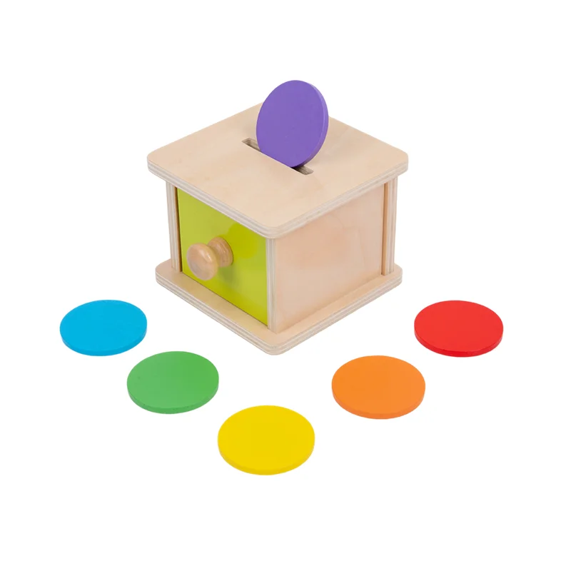 Colored Coin Box W/ Drawer Montessori Toddler Toys Hand-Eye Coordination Fine Motor Skill Activities Early Educational Game