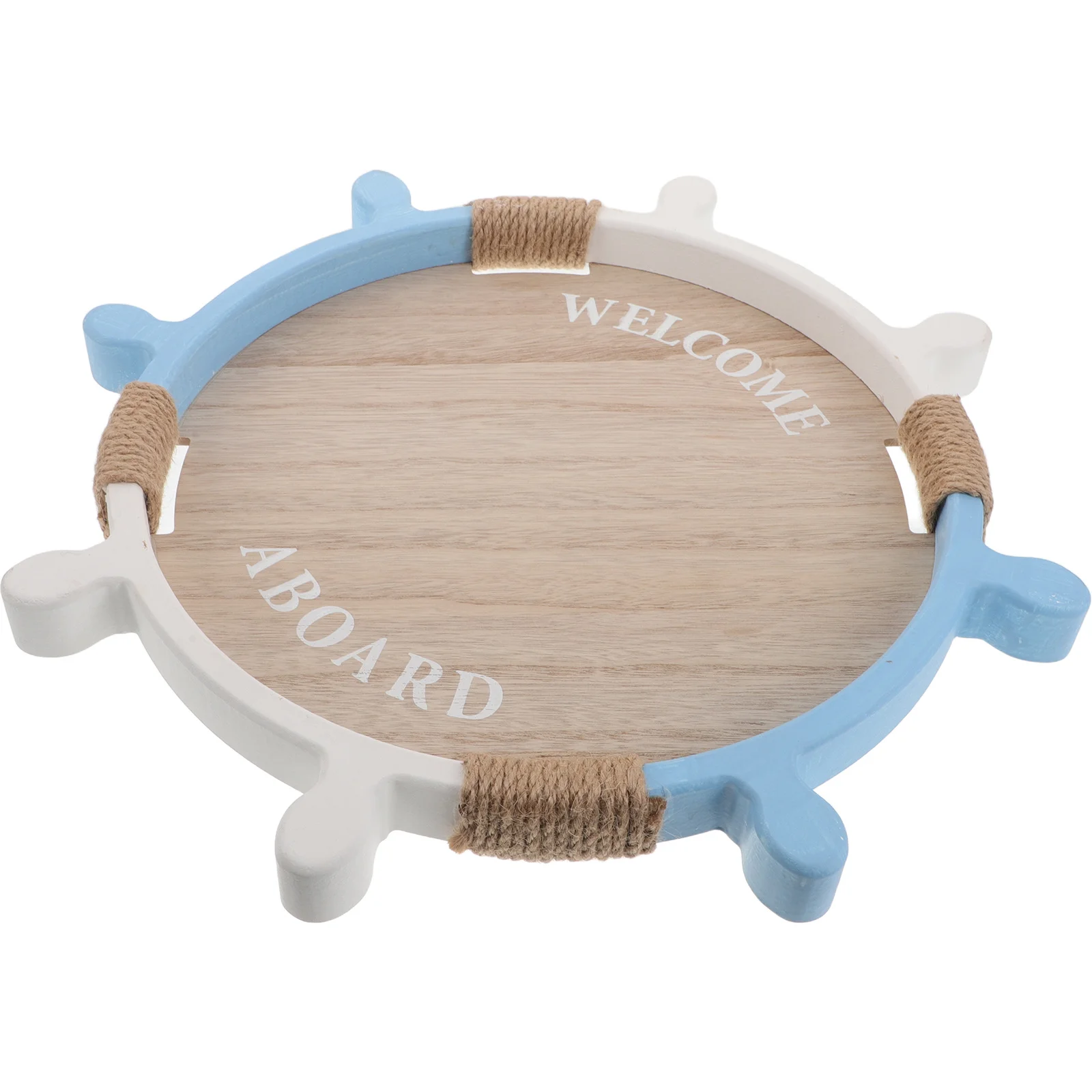 

Wooden Nautical Tray Inspired by Steering Wheel - Round Coastal Serving Platter for Fruit Cheese Charcuterie - Beach Party