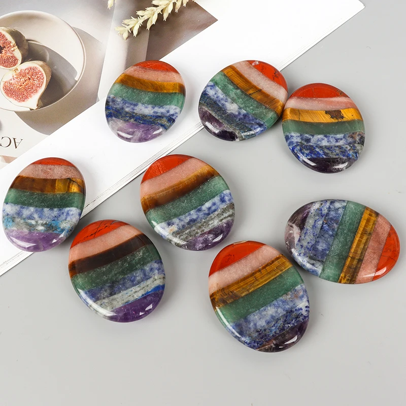 Chakra Palm Stone Natural Crystal Quartz 7 Colors Worry Thumb Gemstone Healing Massager Home Decor - view 3