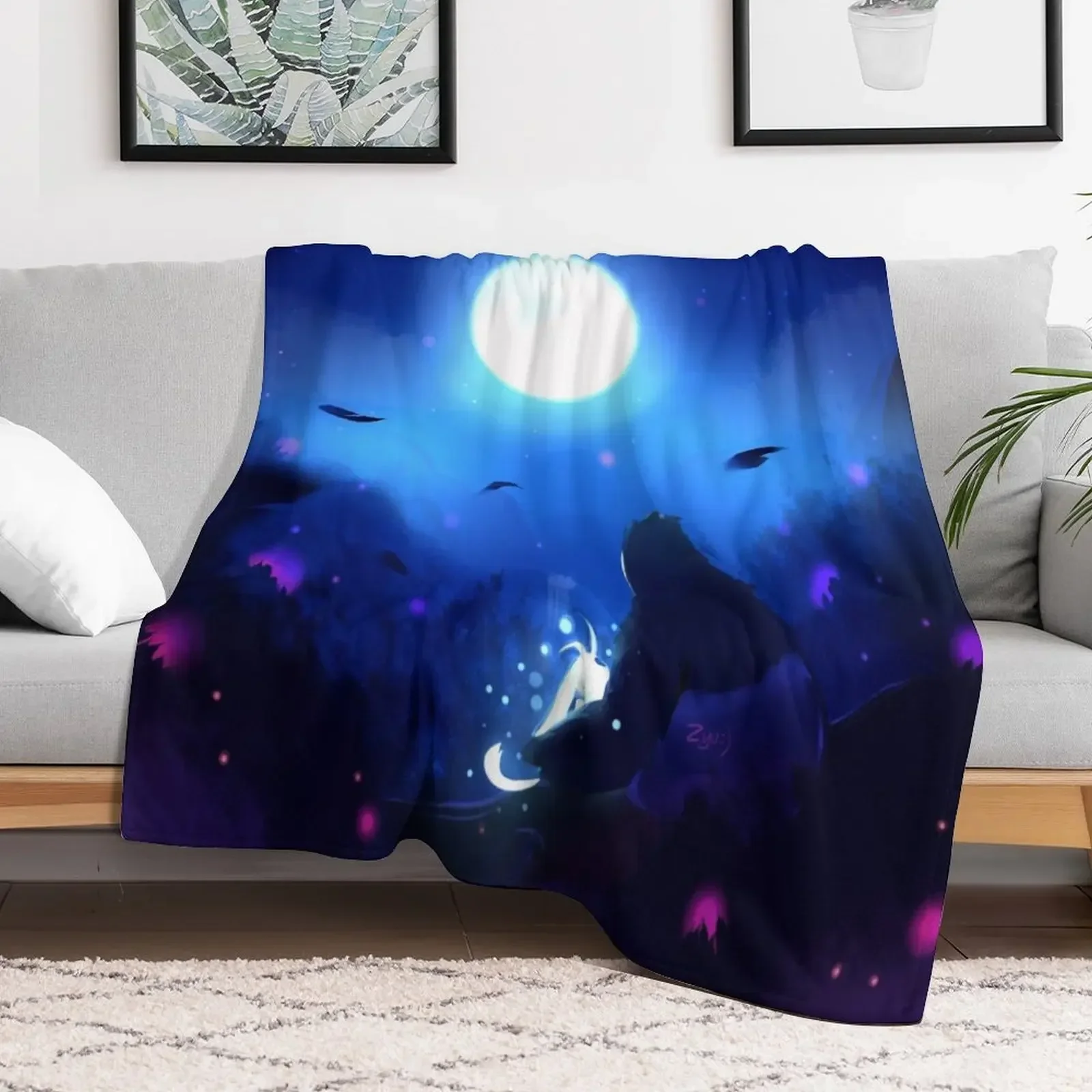 

Ori, Naru and The Moon Throw Blanket Thermals For Travel Sleeping Bag Blankets warm winter Moving Blankets