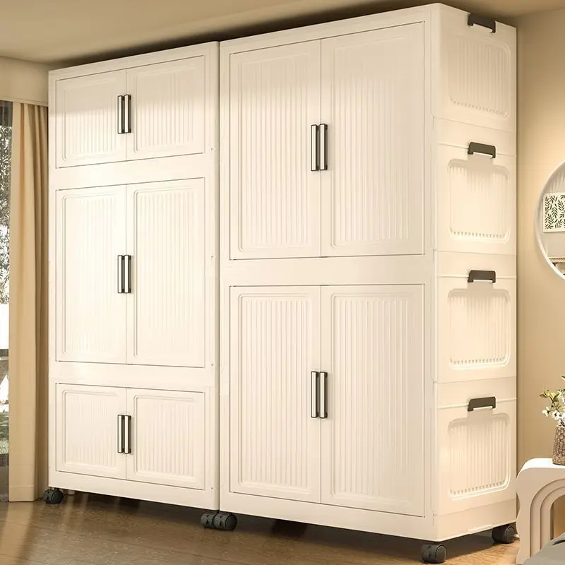 Thickened Folding Wardrobe for Bedroom Clothes Storage Closet for Rental Apartments Snack Organizer Multi-Tier Clutter