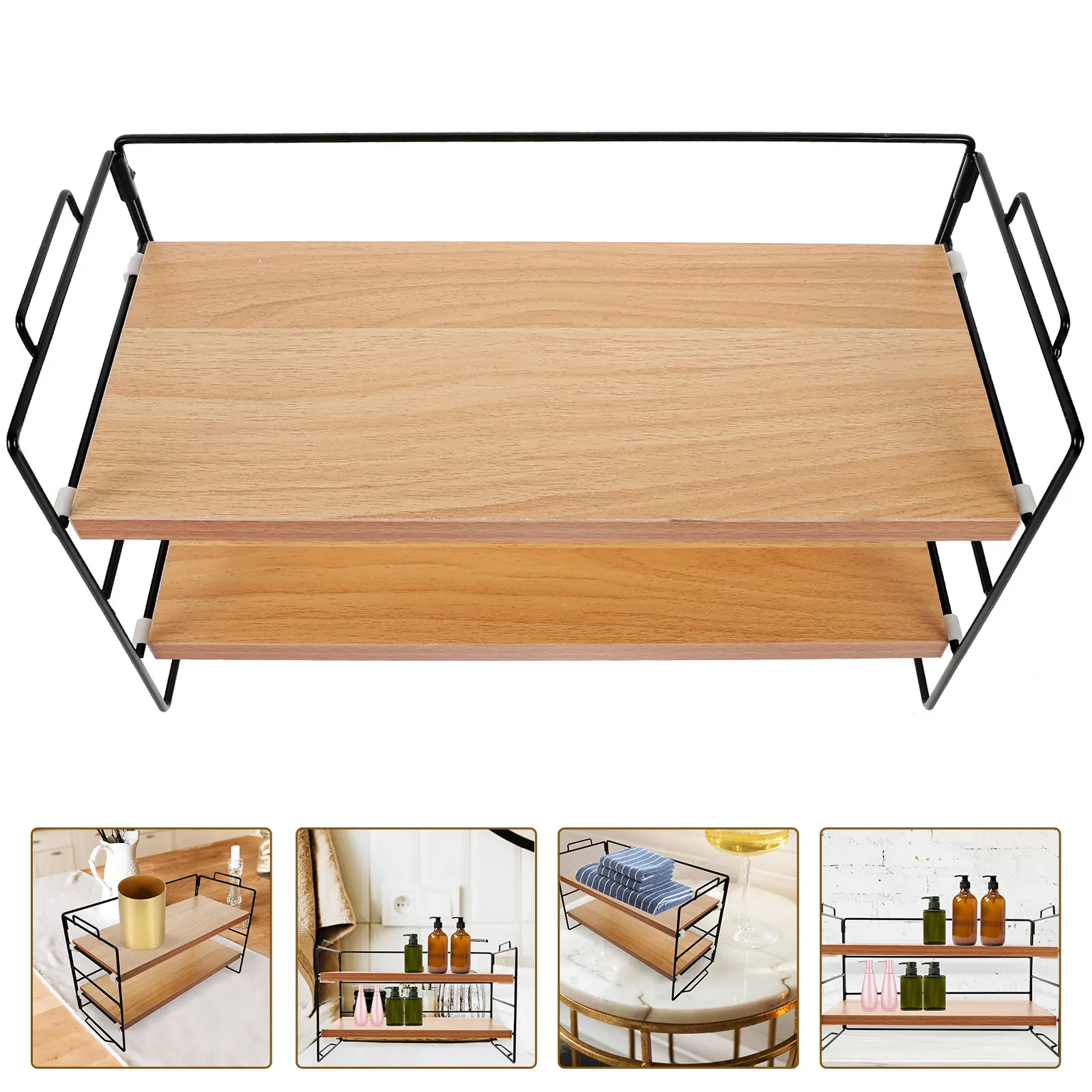 

2-Tier Makeup Organizer Display Rack Desktop Skincare Storage Shelf Bathroom Counter Organizer Large Capacity