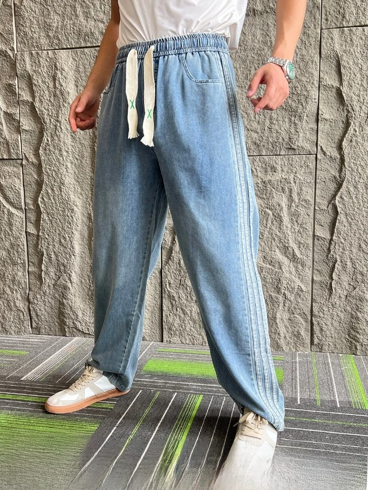 

Washed Cotton Straight Leg Loose Wide Leg Thin Jeans Breathable Comfortable for Youth Summer Season Loose Fit Jeans