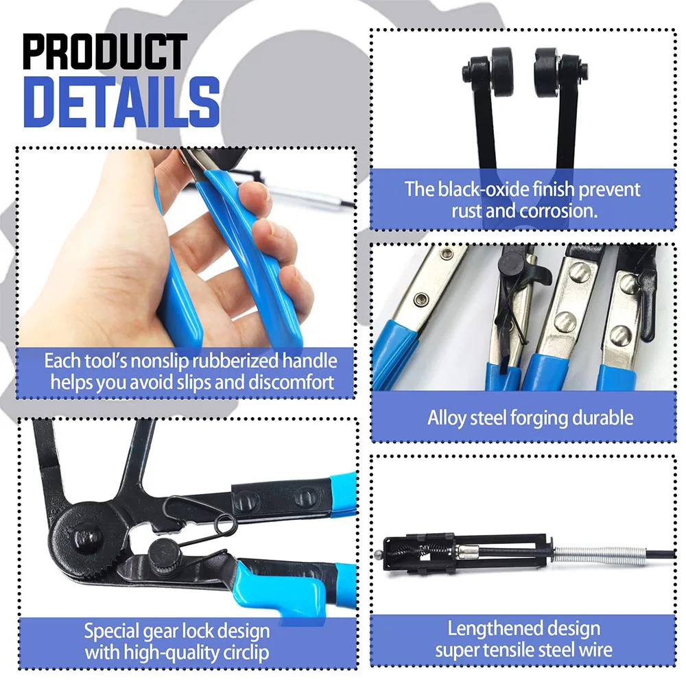 Podofo 9 قطعة السيارات خرطوم المشبك حلقة أضعاف مجموعة سلك مرن سلك بيند بيند نوع مزيل ill شاشة المياه سيارة إصلاح السيارات أداة ﻿