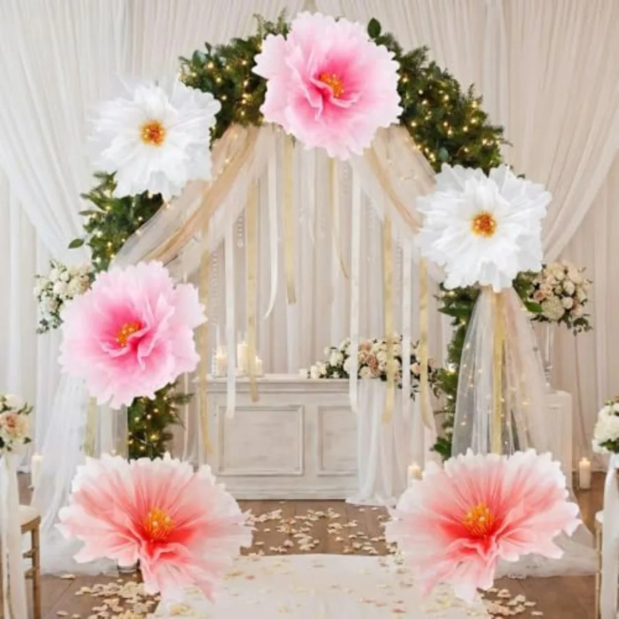 

Pcs Giant Decoration for Wedding, Artificial Gauze Large Prop for Garden Birthday Party Banquet Ceremony Church Wall Decor, Pin