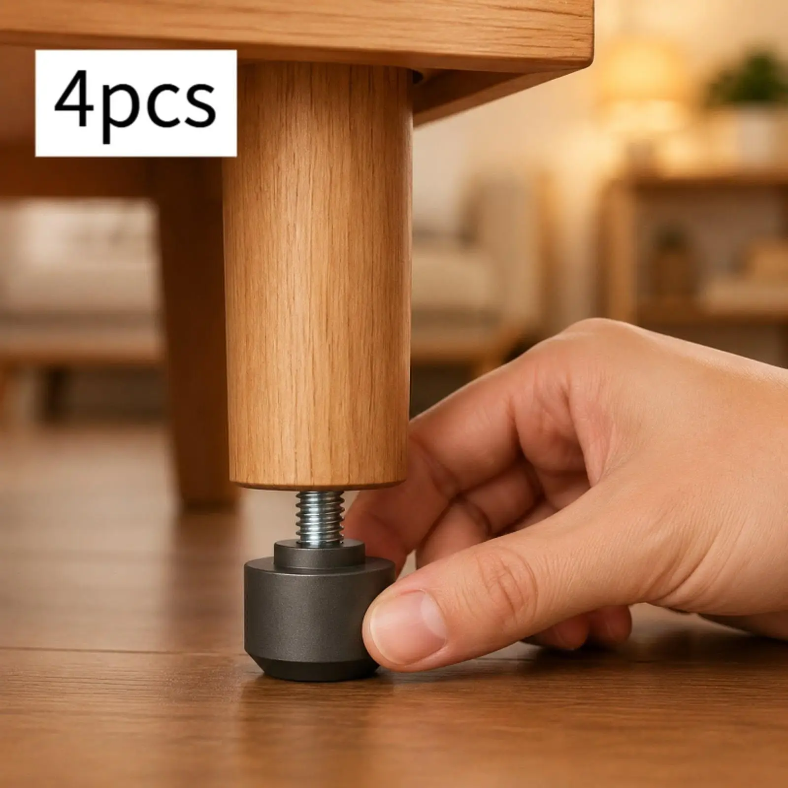 Heavy Duty Adjustable M8 Thread Furniture Leveler Screw on Aluminum Feet for Metal Frame Table Chair Bed