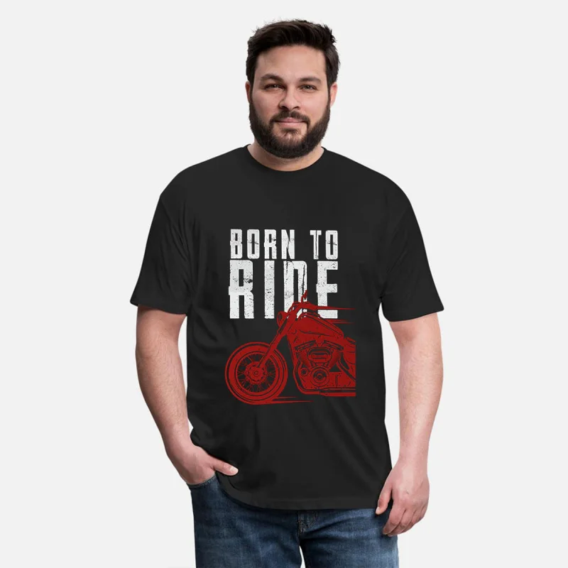 

0419 BORN TO RIDE Retro Cafe Racer Gift T-Shirt for Racing bikers 100% cotton printed Motorcycle Graphic clothes All size Tops