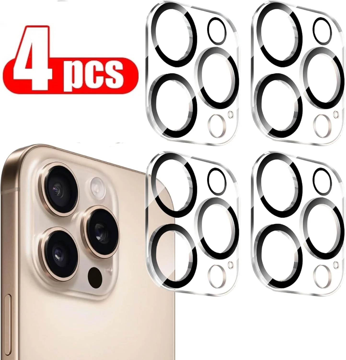 4 Uds Protector de lente de cámara para iPhone 16 11 12 13 14 15 Pro Max Protector Camara iPhone 15 Pro accesorios cubierta de lente