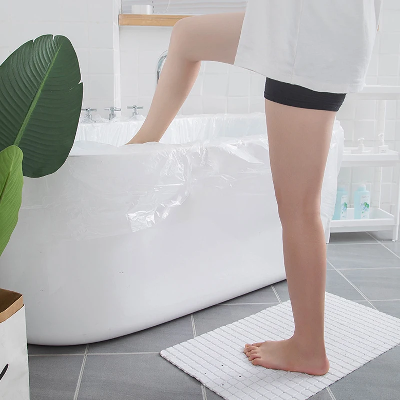 New Arrival Disposable Travel Bathtub Cover Bag Portable Thickened Plastic Bath Bucket Film Bag with Sticker Cleanliness