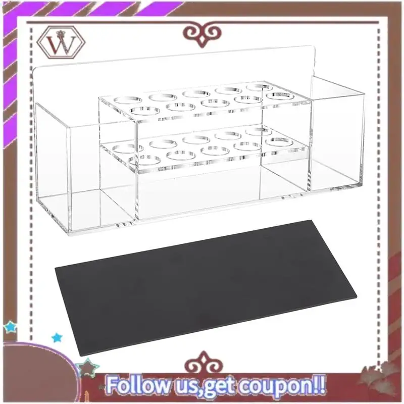 

ABBG-Magnetic Dry Erase Marker Holder Clear Acrylic Magnetic Marker Holder With 10 Slots And Eraser Holder Pen Pencil Holder