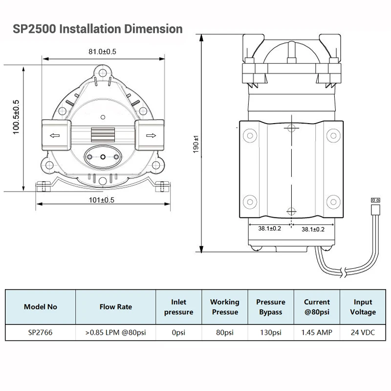 Coronwater 50 GPD Self Priming RO Water Booster Pump in Reverse Osmosis System SP2500