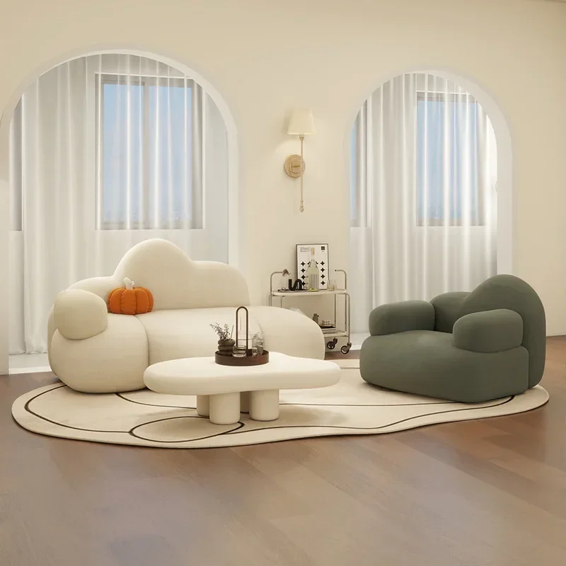 

Luxury Daybed Sofa living room small apartment compression sofa household Recliner fabric lamb wool Lazy Designer Furniture