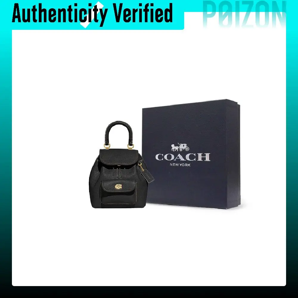 COACH Riya Cow Leather Backpack Medium Women's Black CH789-B4BK