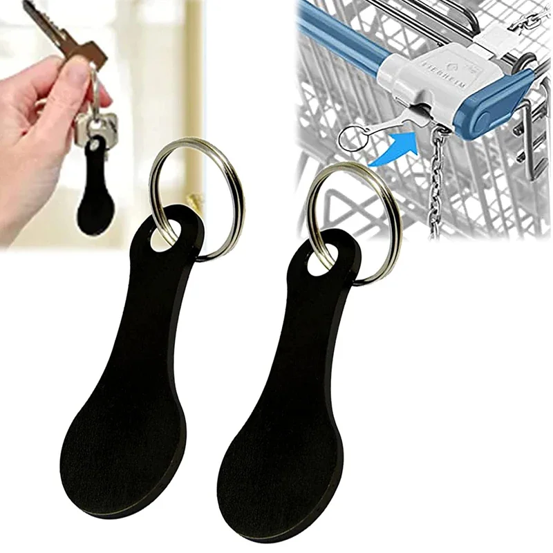 1/3pcs Shopping Cart Token Key Ring Recycled Alloy Key Chain Keyring Charm Metal Phone Pendant Keychains Coin Holder Wholesale