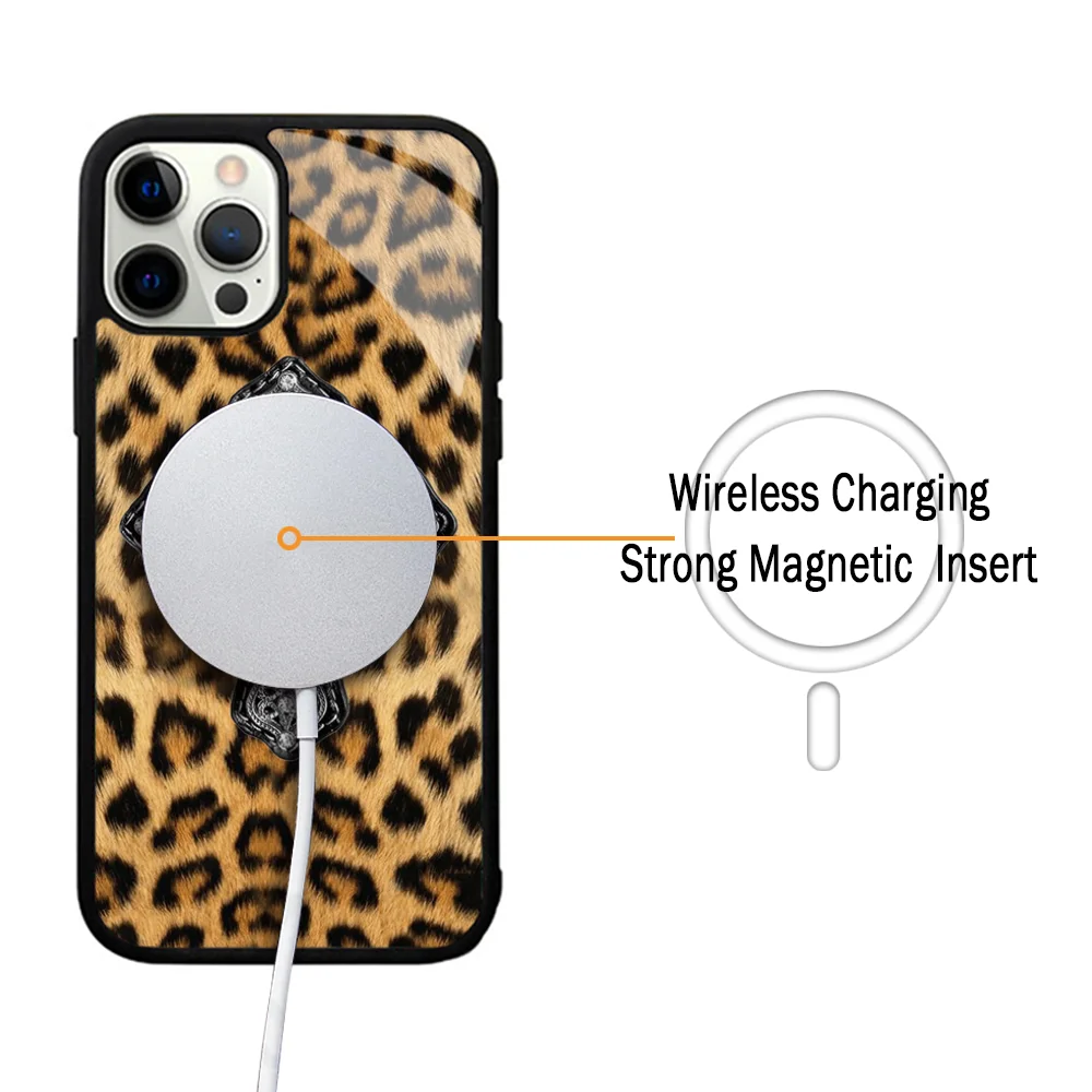 HOLY CHEETAH Phone Case For IPhone 11 12 13 14 15 Plus Pro Max Mirror Acrylic Cover For Magsafe Wireless Charging