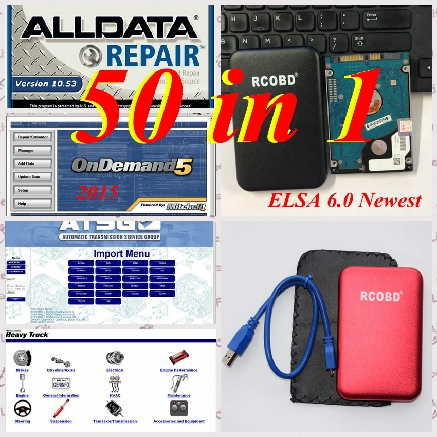 2023 All data Auto Repair Software Alldata 10.53 Mit-chell 2015v Vivid Workshop ATSG Vivid Workshop 50n1 1tb hdd usb 3.0