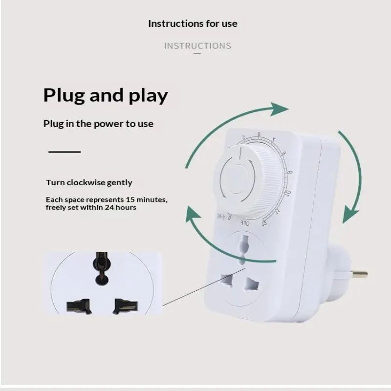 1Pc German Grounded Countdown Timer Socket 1-13H Setting Auto Power Off for Mobile Charger Heater Fan Small Appliance EU Plug
