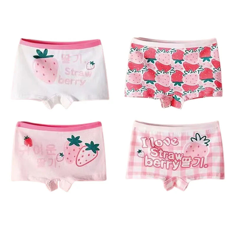 4pcs/Lot Cartoon Panties Cotton Short Pants Girls\' Underwear Suit 2-10Years