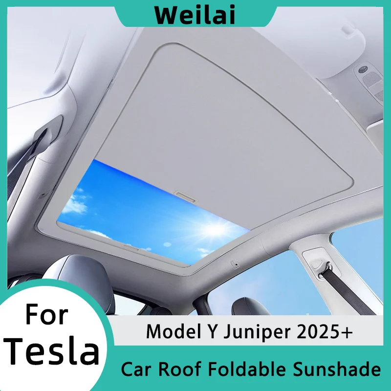 

Upgraded Car Roof Sunshade for Tesla Model Y Juniper 2025 Foldable Retractable Sunroof Sun Shade Heat Insulation Car Accessories