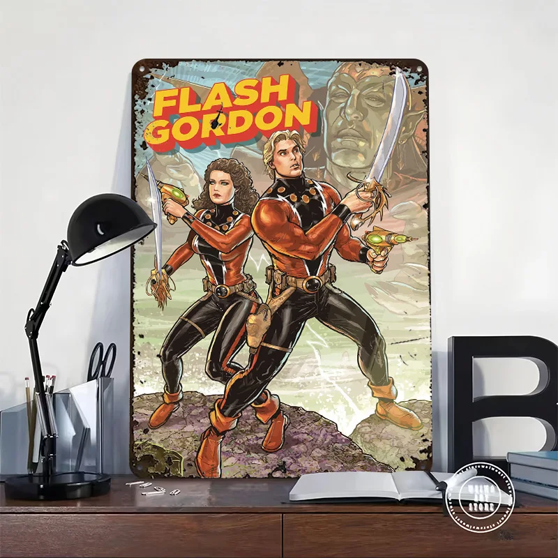 Flash Gordon Comic Book Cover Art Metal Poster Customized Wall Art Retro Vintage Metal Signs for Man Cave Custom Plate Wand Deko