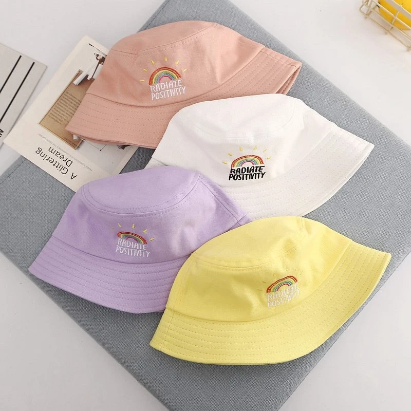 Rainbow Embroidery Bucket Hat 