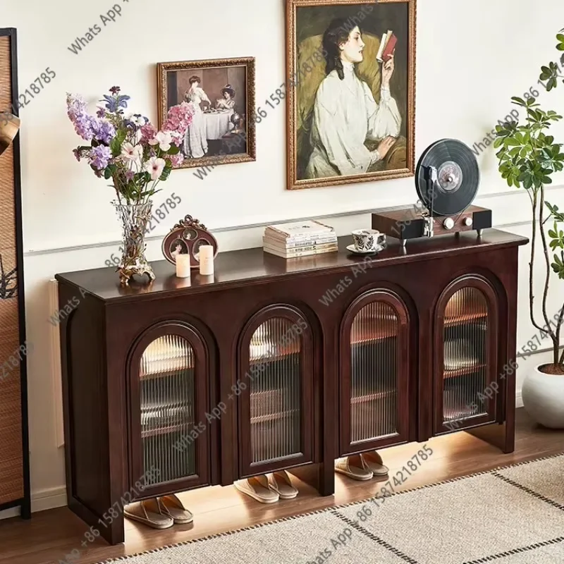08 American Retro Solid Wood Entrance Entrance Foyer Cabinet Living Room Decorative Storage Cabinet Locker Can Be Customized X