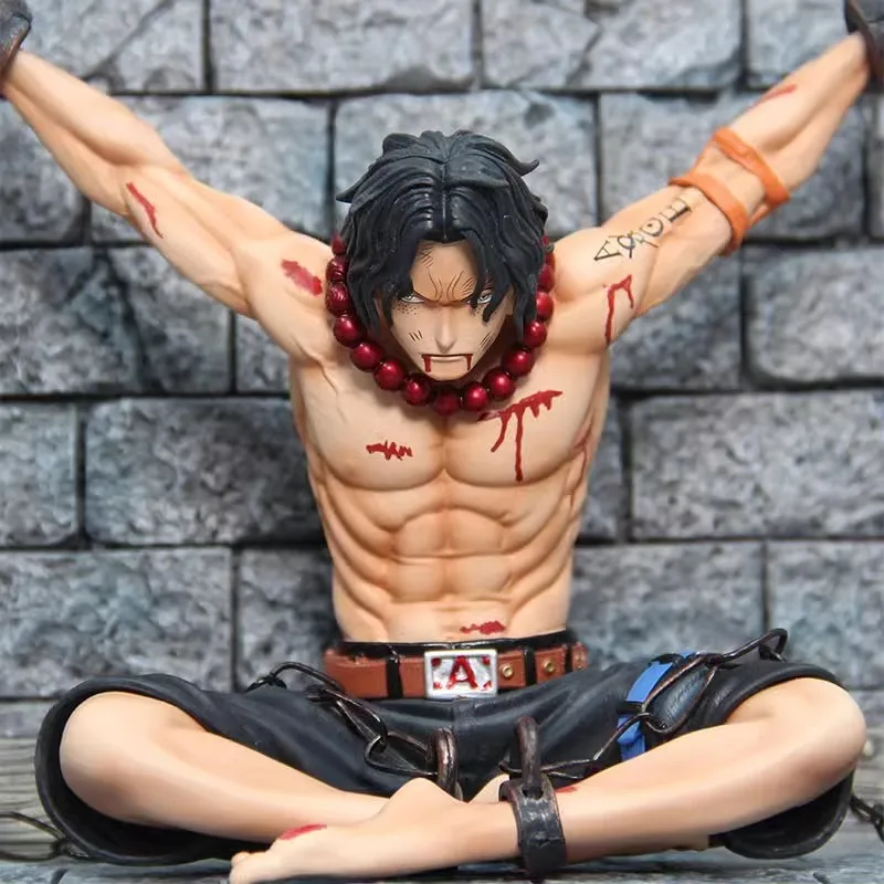 22cm Anime One Piece Figurka akcji Portgas D Ace Team Nazwa więzienna Whitebeard Piraci Kapitan Zabawki Prezenty Scena Model Prezent świąteczny