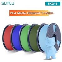 SUNLU 5KG PLA Matte 3D Printer Filament 1.75mm 1000g Spool (2.2lbs) Neatly Arranged No Knot Filament Fit Most FDM Printer